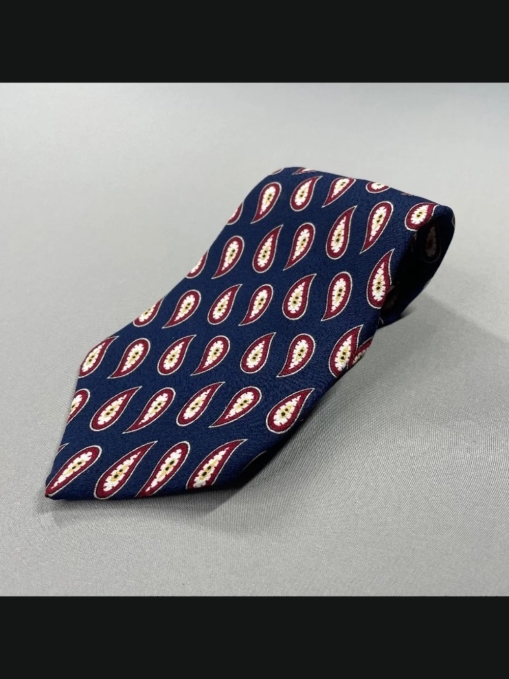 Liberty Of London Mens Tie blue red paisley floral silk satin vintage classic